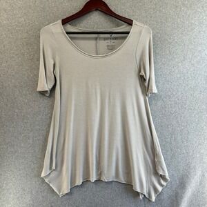 American Eagle Soft & Sexy Stripe Sharkbite Tunic Top Shirt Gray White Womens XS